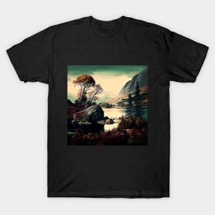 Textured Rustic Mountain Lake T-Shirt